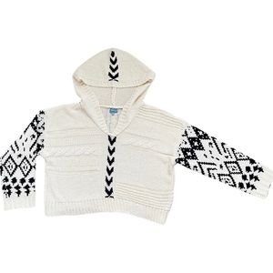 South Moon Under Neely Lightweight Hooded Crop Ski Sweater Cream Black Size M
